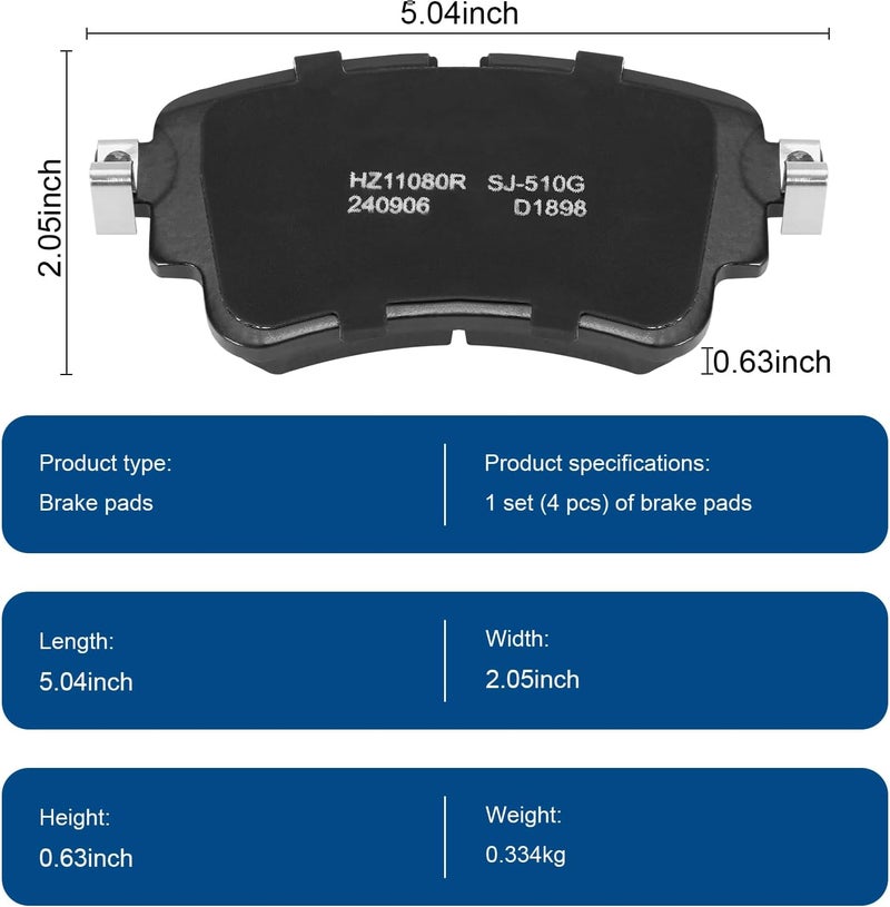 SUPLABEL Rear Ceramic Disc Brake Pads Set Compatible with Audi A4 2017-2020, Q5 2018-2020, A4/A5/A6 Quattro, A5 Sportback, A7 Sportback, RS5, S4, S5, RS5/S5 Sportback, Q5 PHEV, A4/A6 Allroad,HZ1898 - Image 2